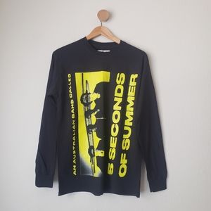 5 Seconds of Summer Black Yellow Graphic Long Sleeve Crewneck Band T-Shirt Top